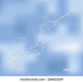 The map of Japan on an indistinct blue background.