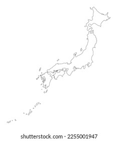Map of Japan outline black color with white background with Okinawa Islands.