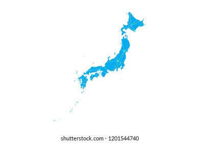 Map of Japan from Polygonal wire frame low poly mesh,Japan map Vector Illustration EPS10.