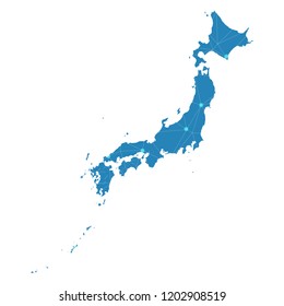 Map of Japan from Polygonal wire frame low poly mesh,Japan map Vector Illustration EPS10.