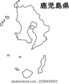 Mapa de Japão, Prefeituras, Mapa branco, Prefeitura de Kagoshima