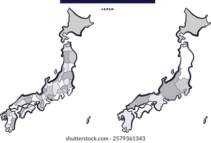 Map of Japan regions and prefectures - Asia