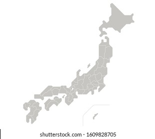 Map of Japan, Round, Vector Data