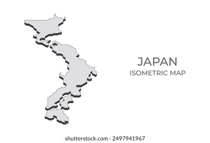 Map of the Japan in simple isometric form. Illustration of isometric map of the country.