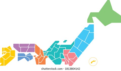 Map of Japan with a simple outline