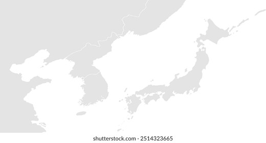 Mapa de Japón y Corea del Sur.