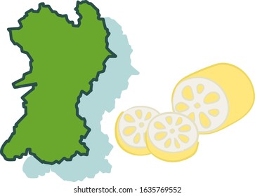 Map of Japan and specialty Kumamoto