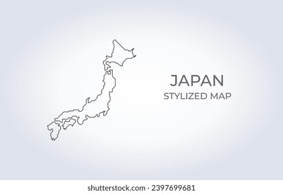 Mapa de Japón en un estilo minimalista estilizado. Simple ilustración del mapa del país.