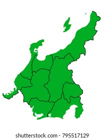 Map of Japan. terrain.Chubu Region