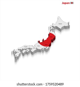 Map of Japan and Vector 3d Map