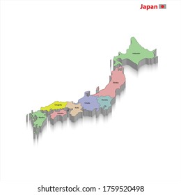 Map of Japan and Vector 3d Map