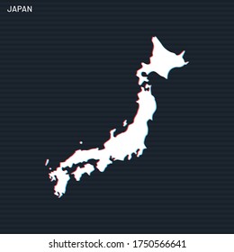 Map of Japan Vector Design Template On Dark Background.