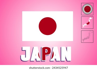 Map of Japan and vector illustration of the flag
