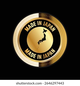 Mapa de Japón. Ilustración vectorial. Logotipo, icono y símbolo. Japón mapa sello de oro. 