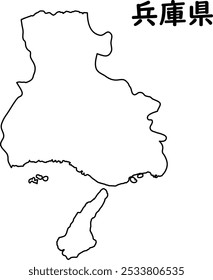 Map of Japan, white map, by prefecture, Hyogo