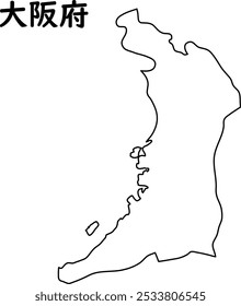 Map of Japan, white map, by prefecture, Osaka