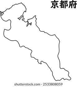 Mapa de Japão, mapa branco, por prefeitura, Kyoto