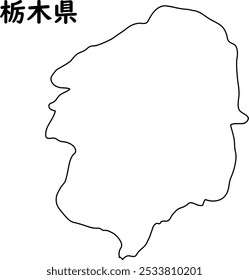 Mapa de Japão, mapa branco, por prefeitura, Tochigi
