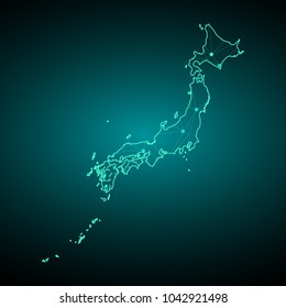 Map of Japan. Wire frame 3D mesh polygonal network line, design sphere, dot and structure. communications map of Japan. Vector Illustration EPS10.