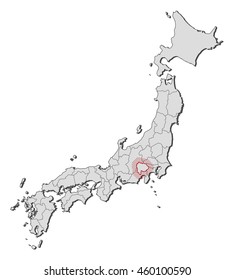 Map - Japan, Yamanashi