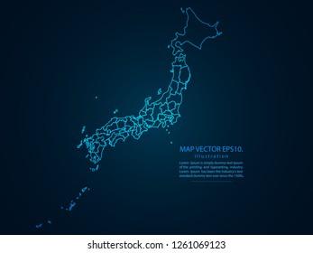 Map of japan,Abstract mash line and point scales on dark background for your web site design map logo, app, ui,Travel. Vector illustration eps 10.