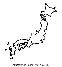 Map of Japon icon black color outline