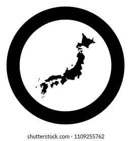 Map of Japon icon black color in circle round 