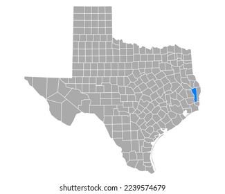 Map of Jasper in Texas on white