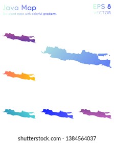 Map of Java with beautiful gradients. Artistic set of island maps. Interesting vector illustration.