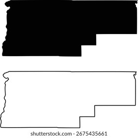 Mapa de Jefferson County Oregon EE.UU. Silueta plana y diseño de contorno
