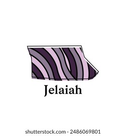 Mapa de la Plantilla de diseño de Vector de Jelaiah, fronteras nacionales e ilustración de ciudades importantes sobre fondo blanco