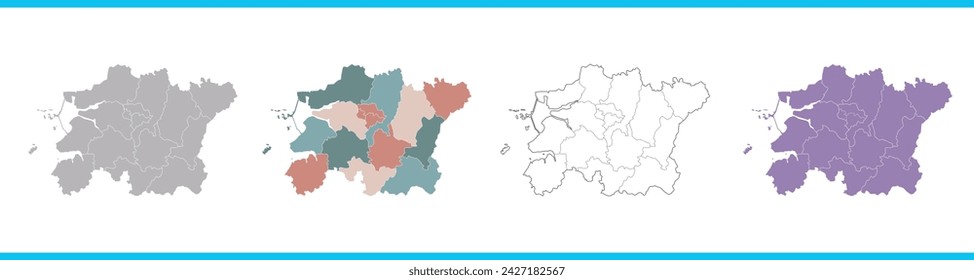 Map of Jeonbuk Special Self-Governing Province, Korean Peninsula, Republic of Korea (Map of Jeollabuk-do)