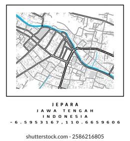 MAP OF JEPARA, CENTRAL JAVA, INDONESIA. FEBRUARI 2025 