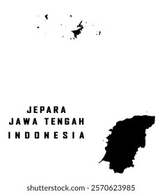 MAP OF JEPARA CITY, CENTRAL JAVA, INDONESIA, IN BLACK. JEPARA, CENTRAL JAVA, INDONESIA.