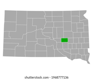Map of Jerauld in South Dakota on white