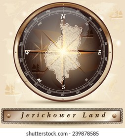 Map of Jerichower-Land with borders in bronze