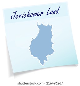 Map of Jerichower-Land as sticky note in blue