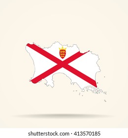 Map of Jersey in Jersey flag colors

