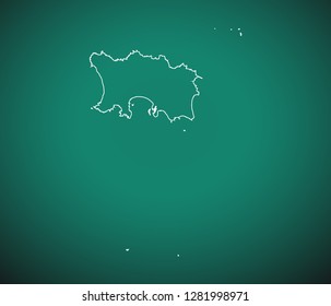 Map of Jersey ,Green map on dark background. Vector illustration eps 10.
