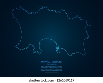 Map of jersey,Abstract mash line and point scales on dark background for your web site design map logo, app, ui,Travel. Vector illustration eps 10.