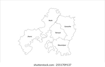 Map of Jhansi district Block, Jhansi District, Uttar Pradesh State, Republic of India, Government of  Uttar Pradesh, Indian territory, Eastern India, politics, village, tourism