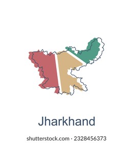Map of Jharkhand colorful illustration design, element graphic illustration template