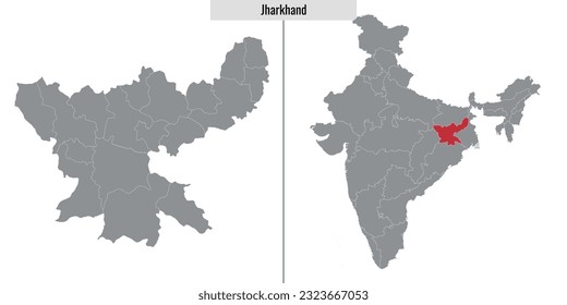 map of Jharkhand state of India and location on Indian map