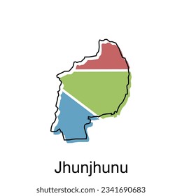 Map of Jhunjhunu vector template with outline, graphic sketch style isolated on white background