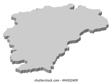 Map - Jiangxi (China) - 3D-Illustration
