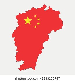 Map of Jiangxi - China flag country region outline silhouette vector illustration
