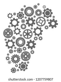 Map of Jiangxi Province formed with gray gear symbols. Vector abstract mosaic of Map of Jiangxi Province with industry symbols. Engineering flat design for technology purposes.