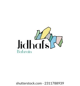 Map Of Jidhafs vector illustration, High quality map of Bahrain, Vector map of Bahrain with named regions and travel icons