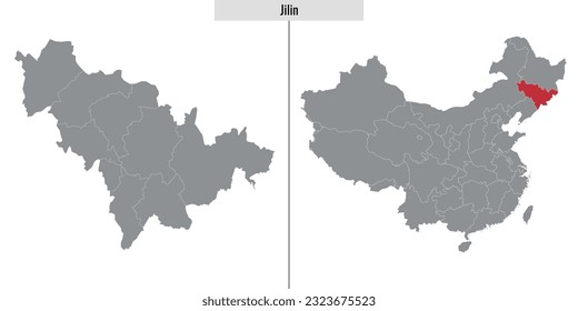 map of Jilin province of China and location on Chinese map