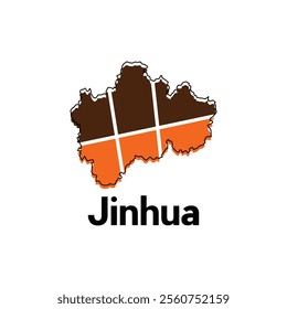 Map of Jinhua modern geometric illustration, map of China Country vector design template